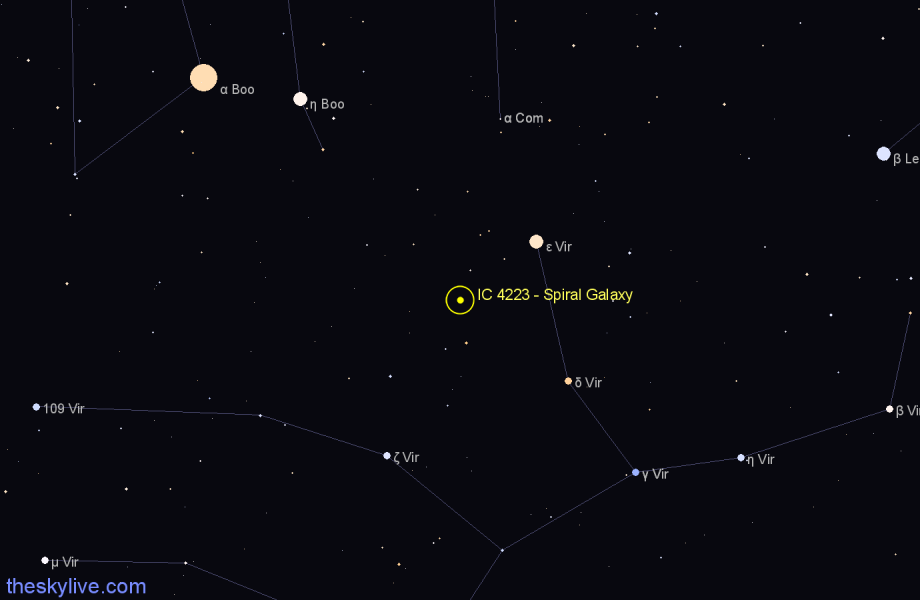 Finder chart IC 4223 - Spiral Galaxy in Virgo star