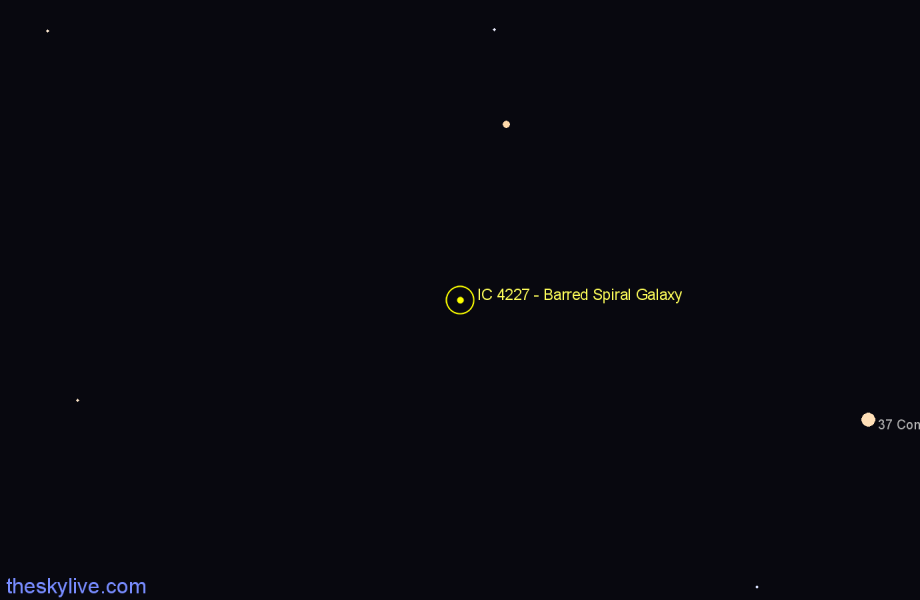 Finder chart IC 4227 - Barred Spiral Galaxy in Canes Venatici star