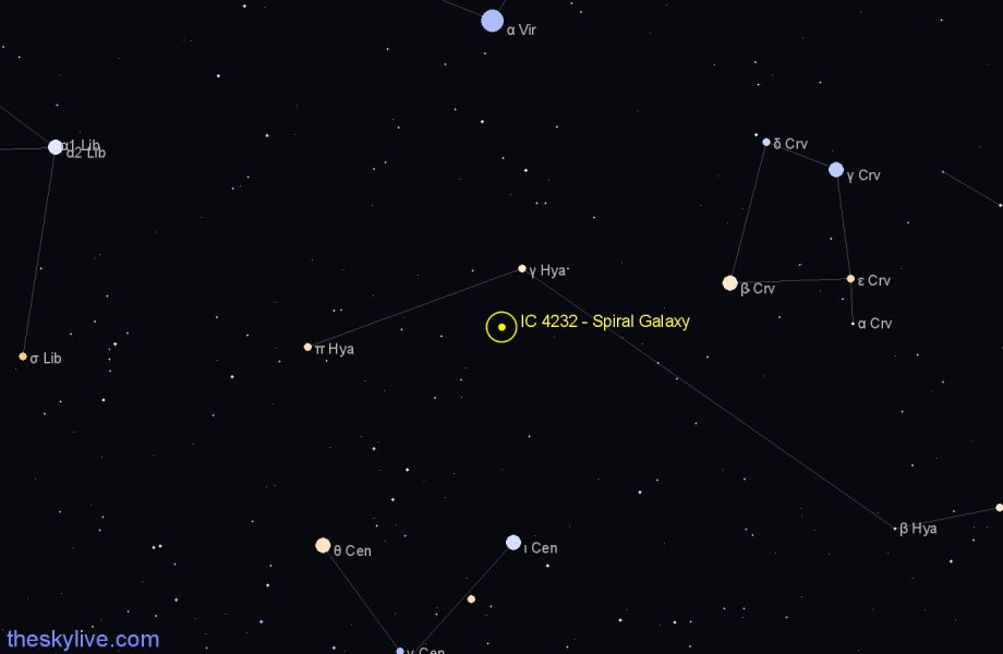 Finder chart IC 4232 - Spiral Galaxy in Hydra star