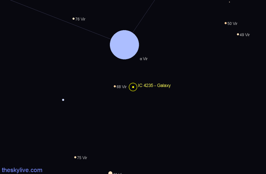 Finder chart IC 4235 - Galaxy in Virgo star