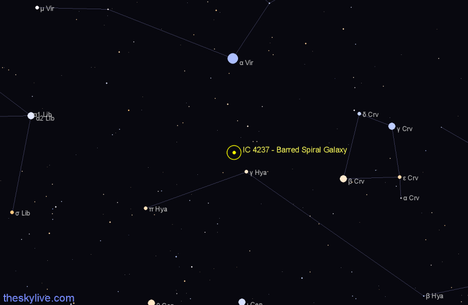 Finder chart IC 4237 - Barred Spiral Galaxy in Virgo star