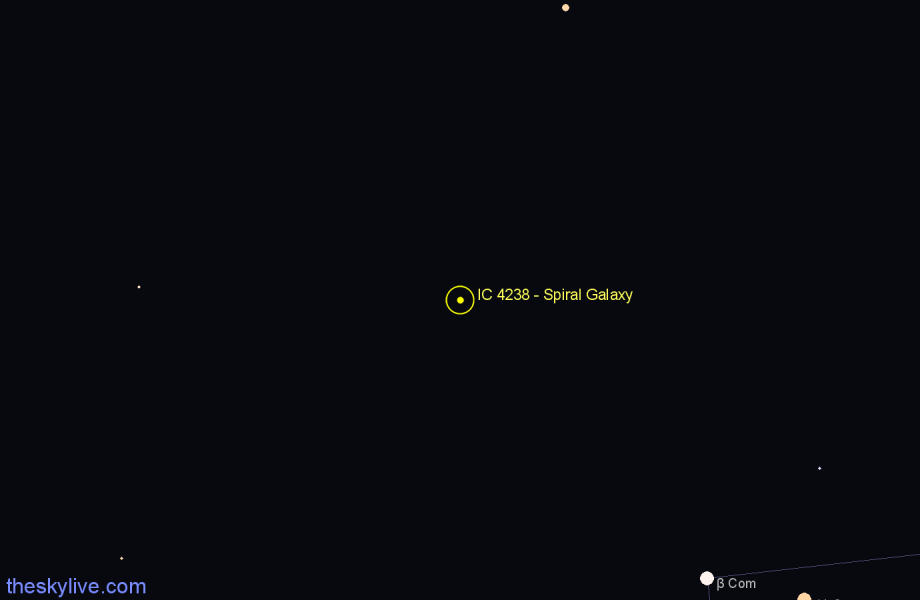 Finder chart IC 4238 - Spiral Galaxy in Canes Venatici star
