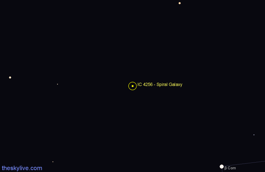 Finder chart IC 4256 - Spiral Galaxy in Canes Venatici star