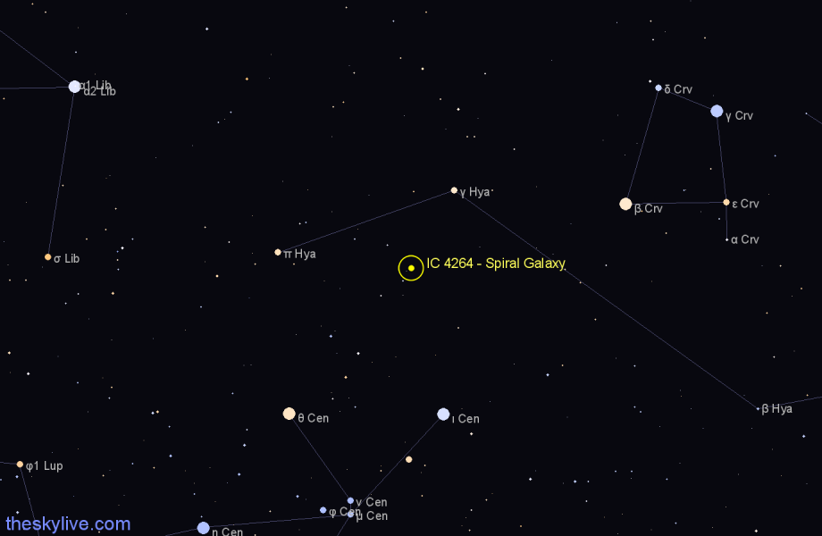 Finder chart IC 4264 - Spiral Galaxy in Hydra star