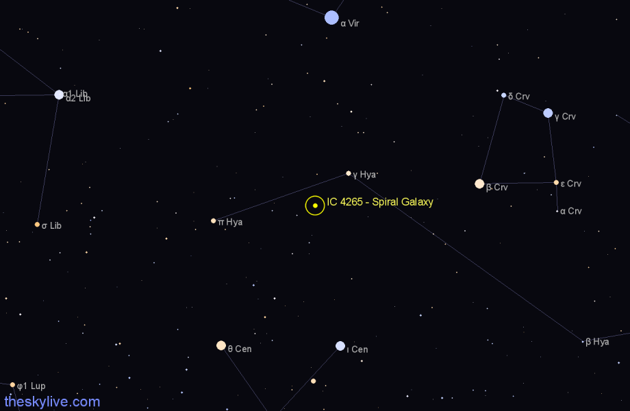 Finder chart IC 4265 - Spiral Galaxy in Hydra star