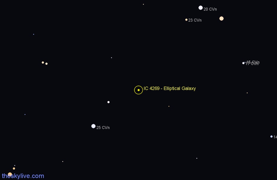 Finder chart IC 4269 - Elliptical Galaxy in Canes Venatici star