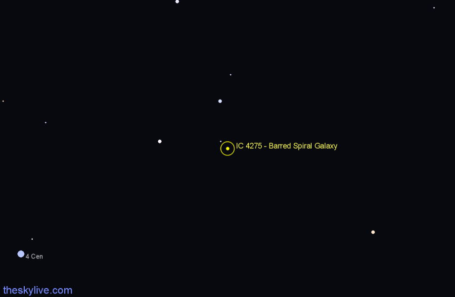 Finder chart IC 4275 - Barred Spiral Galaxy in Hydra star