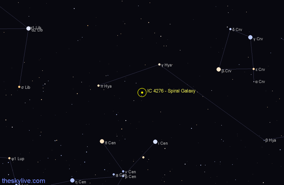 Finder chart IC 4276 - Spiral Galaxy in Hydra star