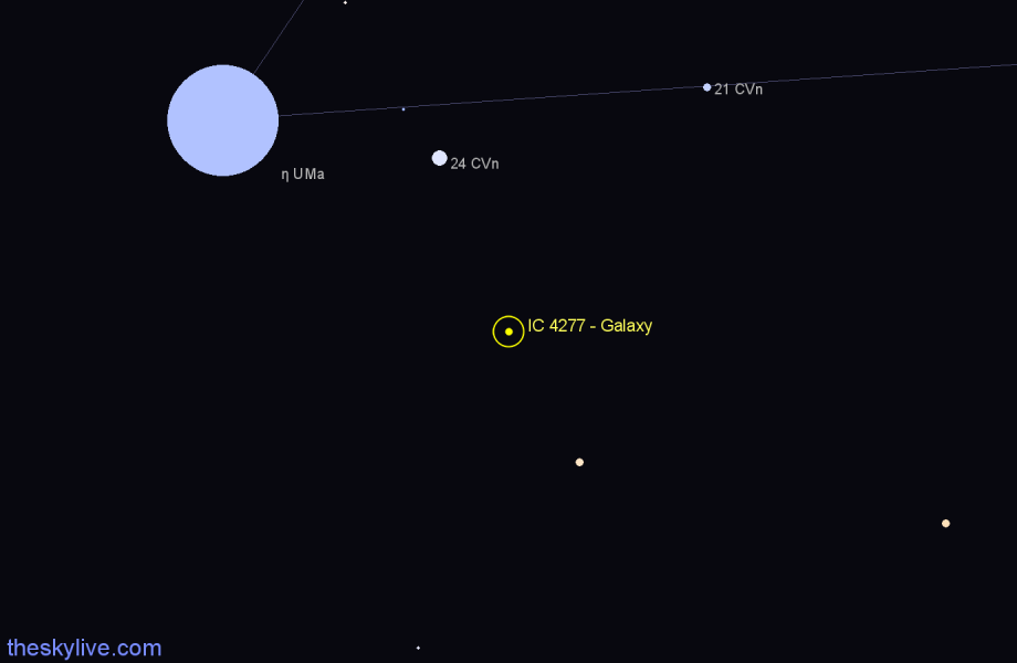 Finder chart IC 4277 - Galaxy in Canes Venatici star