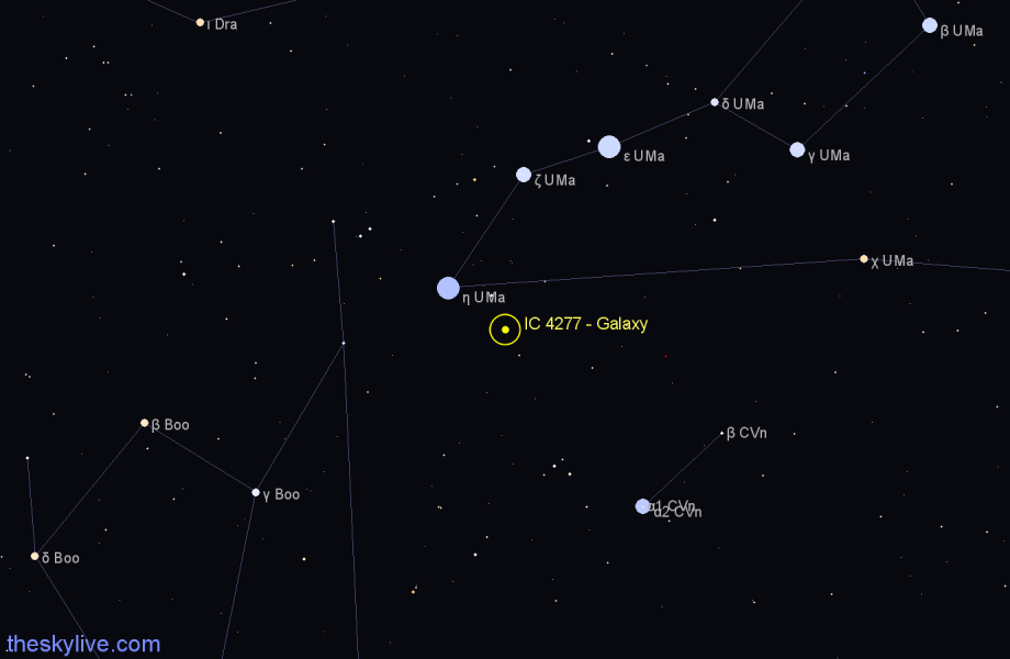 Finder chart IC 4277 - Galaxy in Canes Venatici star