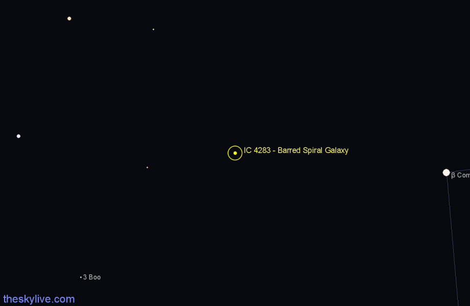 Finder chart IC 4283 - Barred Spiral Galaxy in Canes Venatici star