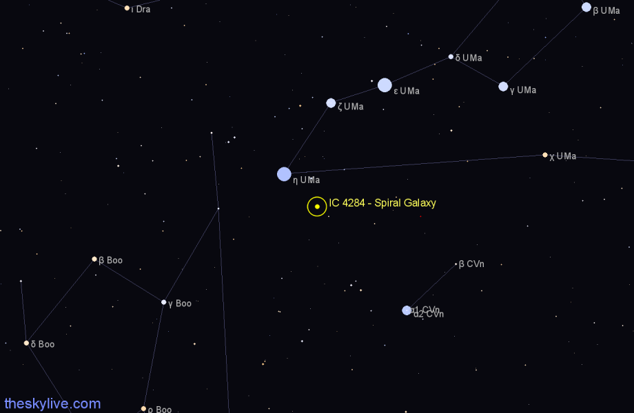 Finder chart IC 4284 - Spiral Galaxy in Canes Venatici star