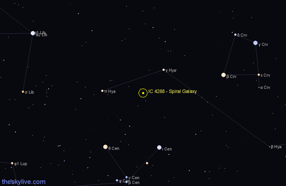 Finder chart IC 4288 - Spiral Galaxy in Hydra star
