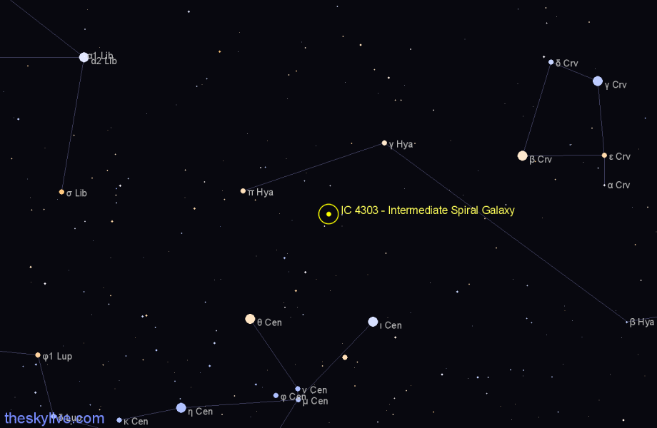 Finder chart IC 4303 - Intermediate Spiral Galaxy in Hydra star