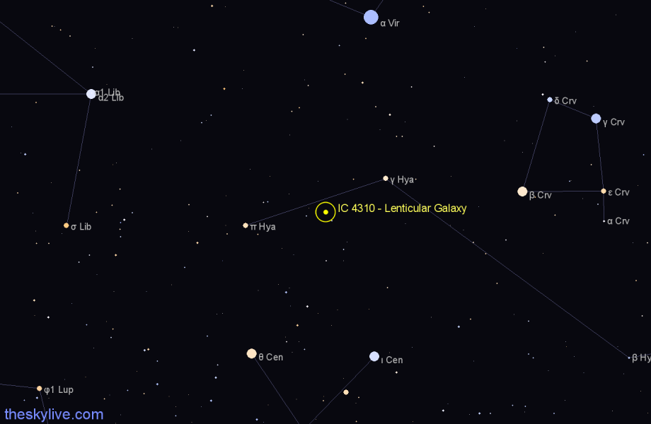 Finder chart IC 4310 - Lenticular Galaxy in Hydra star