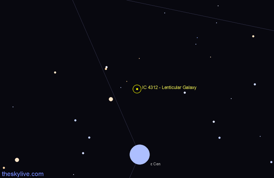 Finder chart IC 4312 - Lenticular Galaxy in Centaurus star