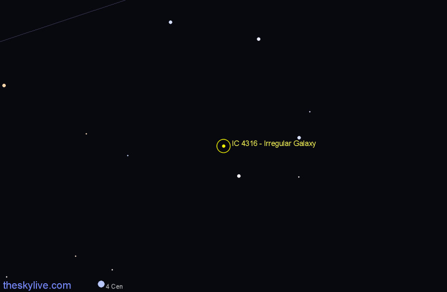 Finder chart IC 4316 - Irregular Galaxy in Hydra star
