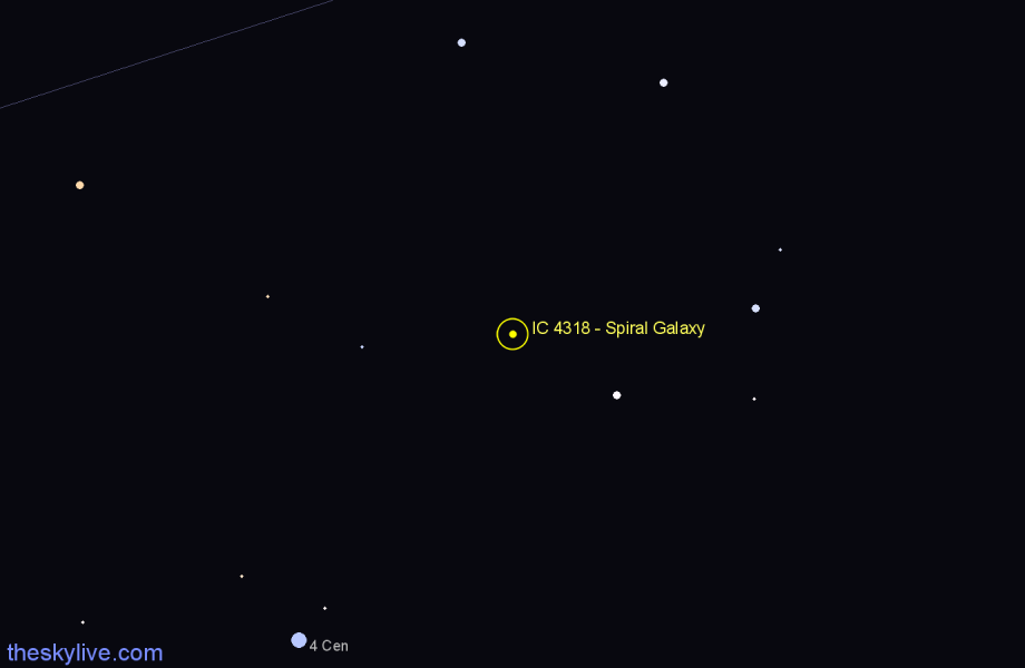 Finder chart IC 4318 - Spiral Galaxy in Hydra star