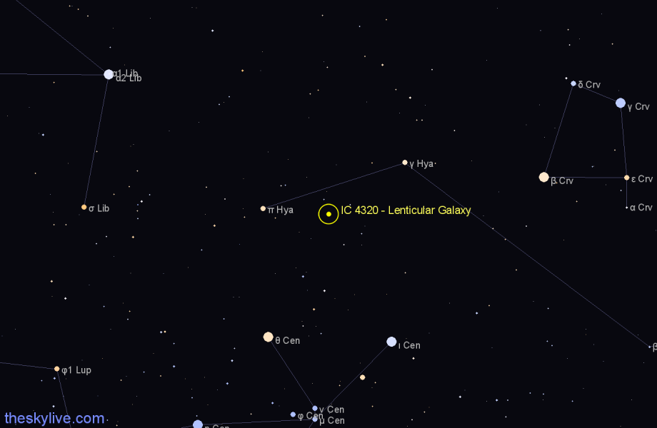 Finder chart IC 4320 - Lenticular Galaxy in Hydra star