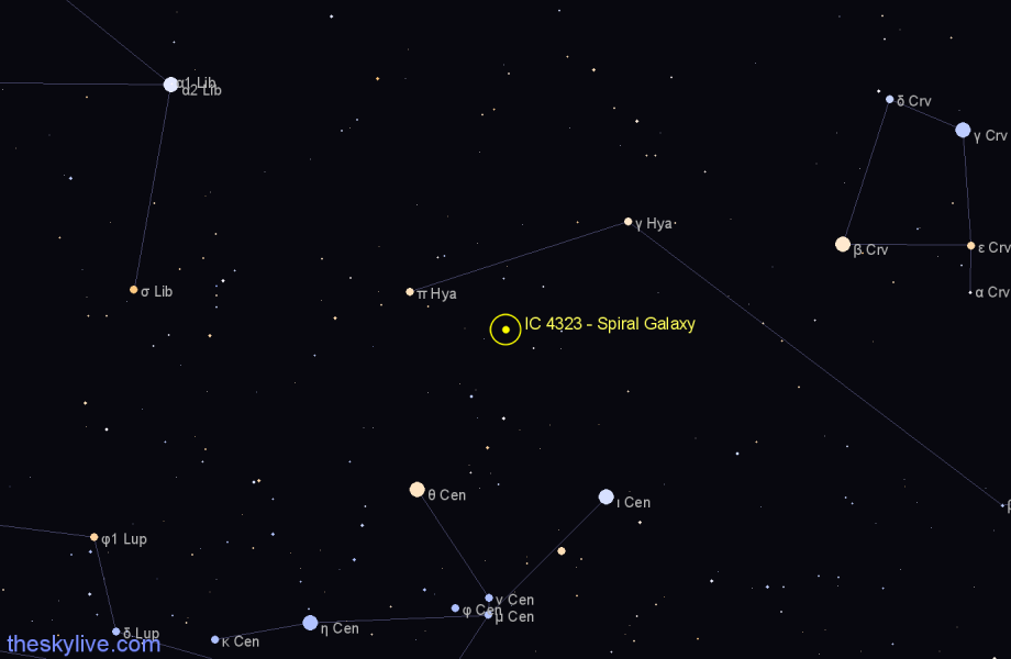 Finder chart IC 4323 - Spiral Galaxy in Hydra star