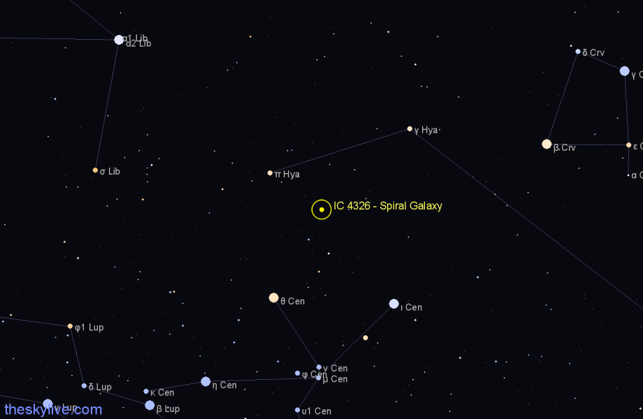 Finder chart IC 4326 - Spiral Galaxy in Hydra star