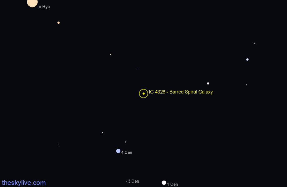 Finder chart IC 4328 - Barred Spiral Galaxy in Hydra star