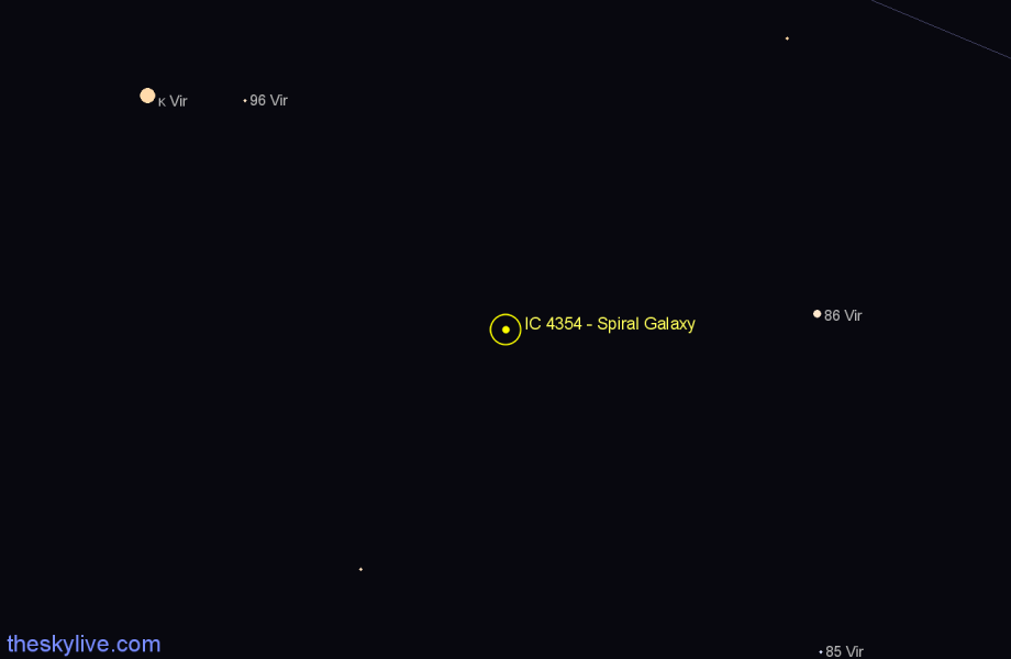 Finder chart IC 4354 - Spiral Galaxy in Virgo star