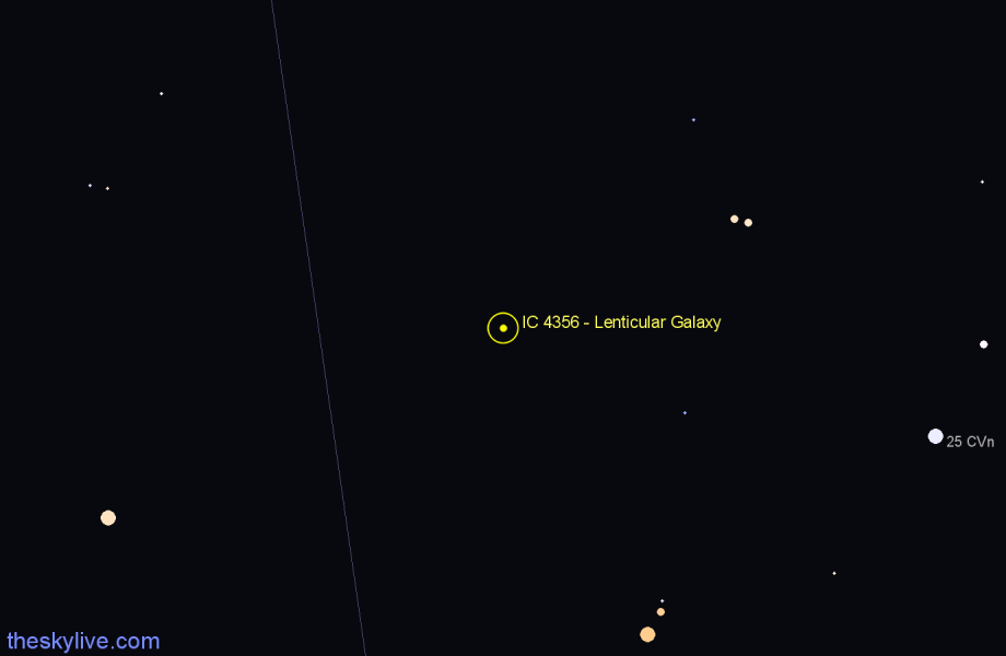 Finder chart IC 4356 - Lenticular Galaxy in Canes Venatici star