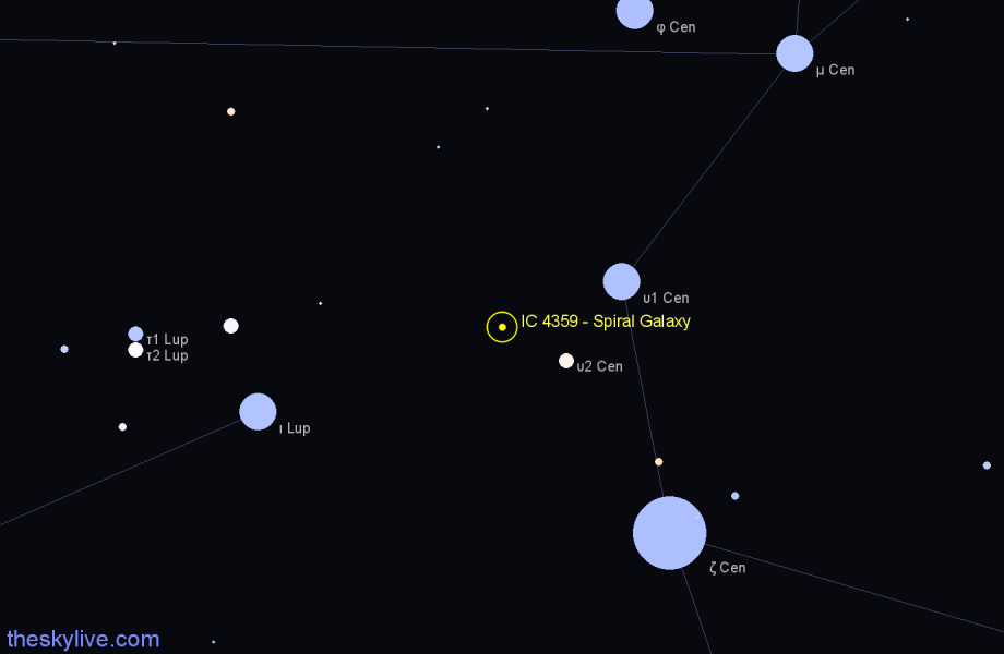 Finder chart IC 4359 - Spiral Galaxy in Centaurus star