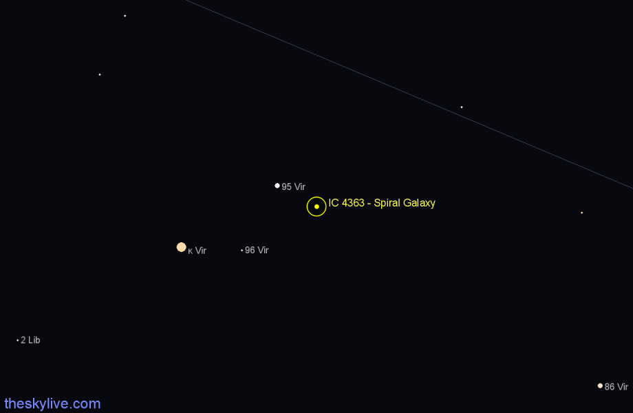 Finder chart IC 4363 - Spiral Galaxy in Virgo star