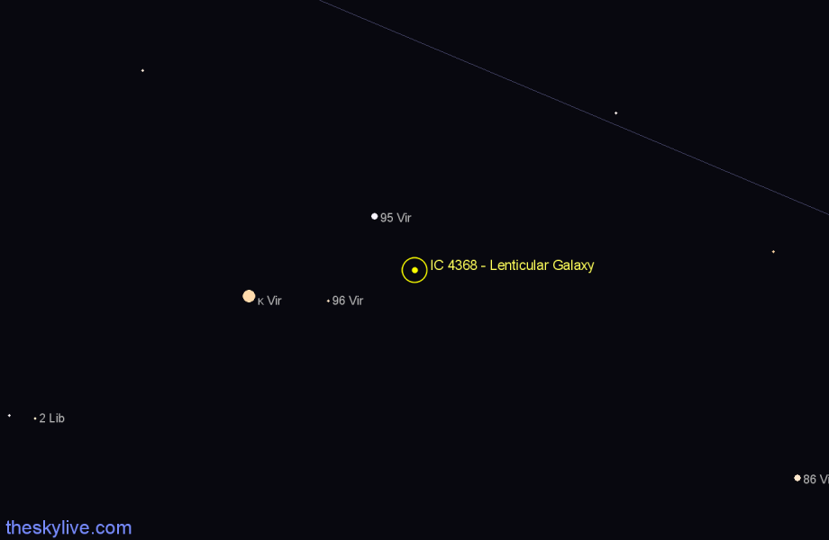 Finder chart IC 4368 - Lenticular Galaxy in Virgo star