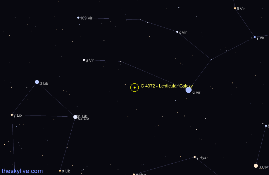 Finder chart IC 4372 - Lenticular Galaxy in Virgo star