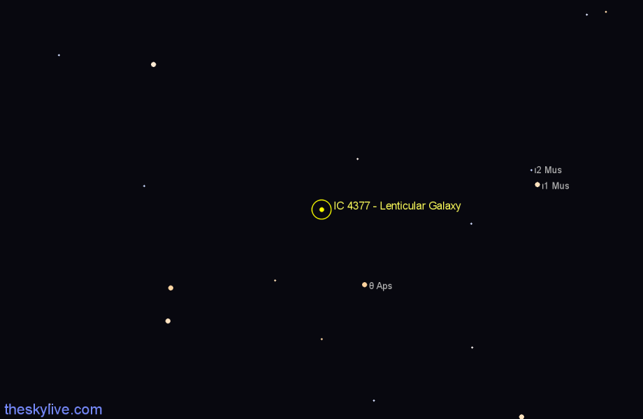 Finder chart IC 4377 - Lenticular Galaxy in Apus star