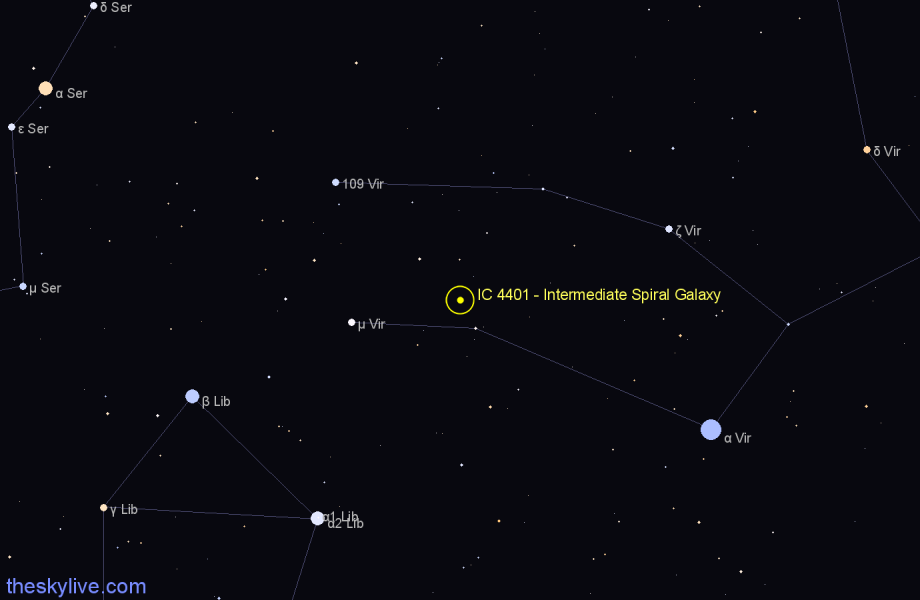 Finder chart IC 4401 - Intermediate Spiral Galaxy in Virgo star