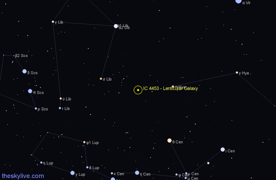 Finder chart IC 4453 - Lenticular Galaxy in Hydra star