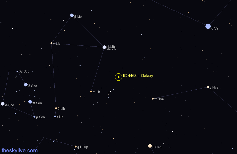 Finder chart IC 4468 -  Galaxy in Libra star