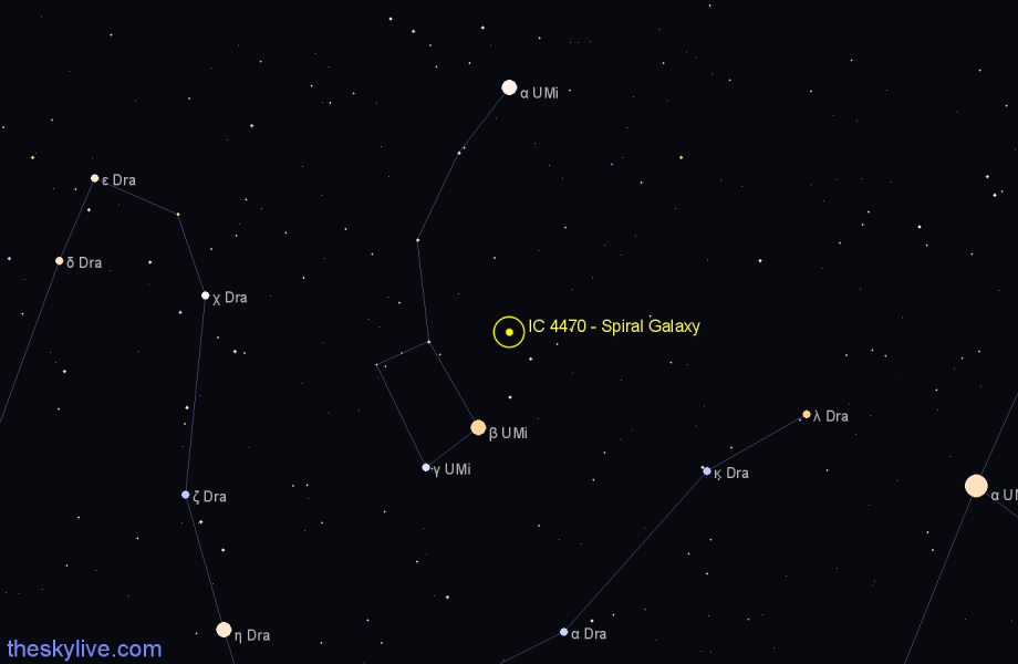 Finder chart IC 4470 - Spiral Galaxy in Ursa Minor star