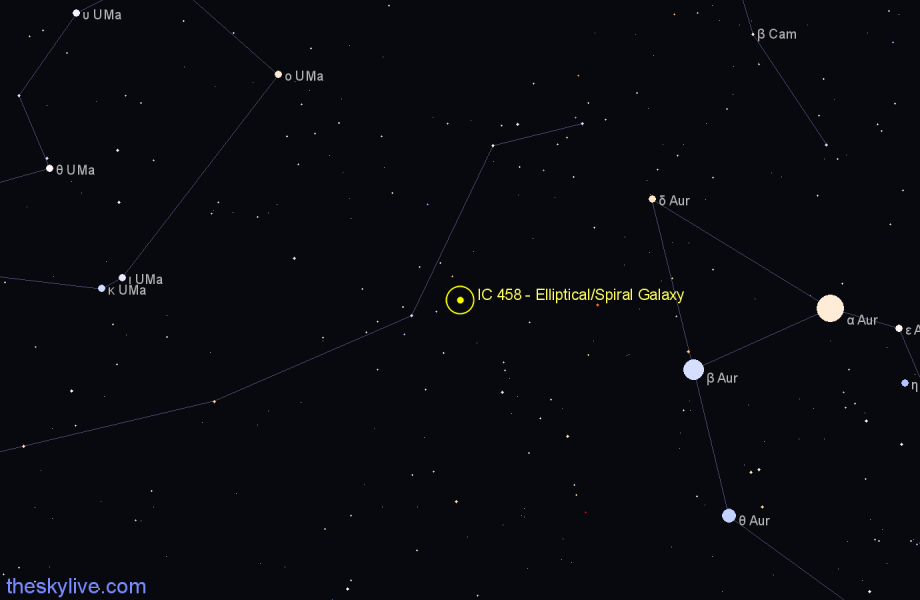 Finder chart IC 458 - Elliptical/Spiral Galaxy in Lynx star
