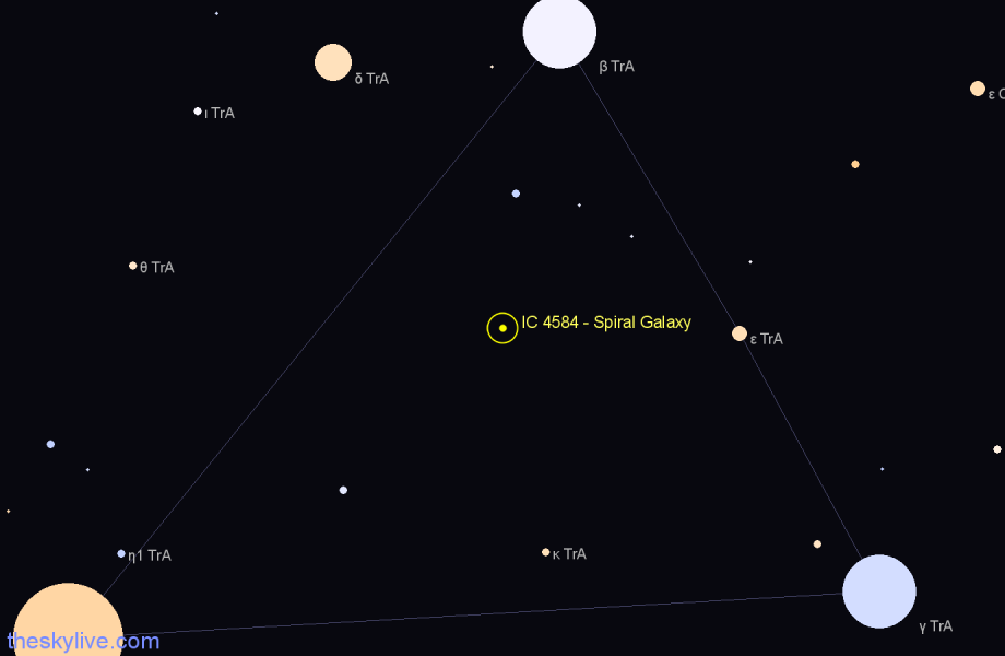 Finder chart IC 4584 - Spiral Galaxy in Triangulum Australe star