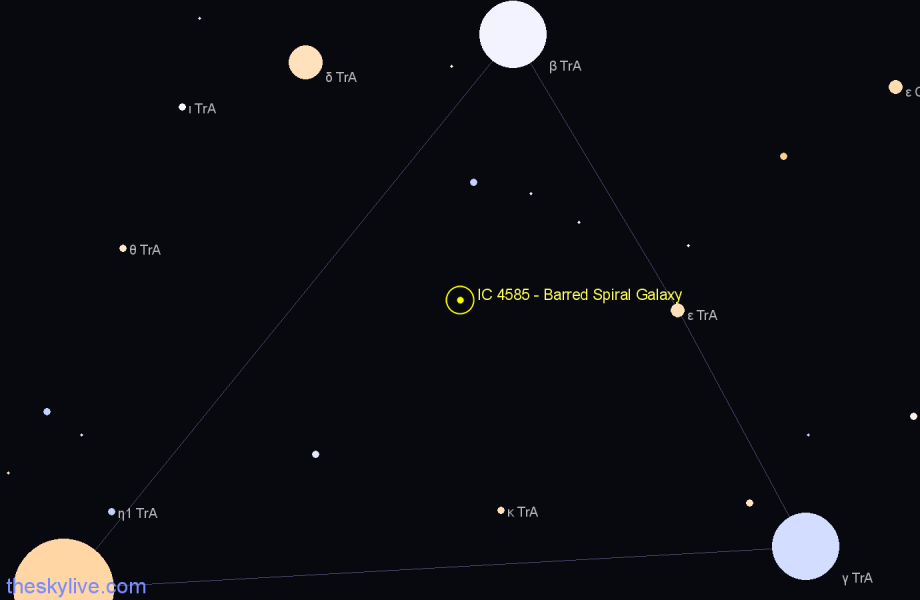 Finder chart IC 4585 - Barred Spiral Galaxy in Triangulum Australe star