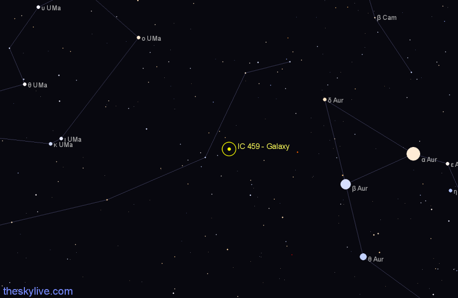 Finder chart IC 459 - Galaxy in Lynx star