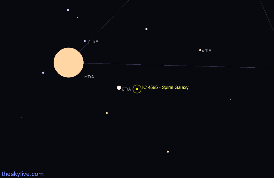 Finder chart IC 4595 - Spiral Galaxy in Triangulum Australe star