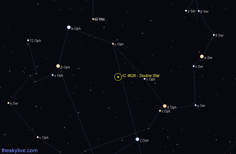 Finder chart IC 4626 - Double Star in Ophiuchus star
