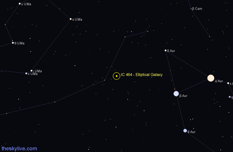 Finder chart IC 464 - Elliptical Galaxy in Lynx star