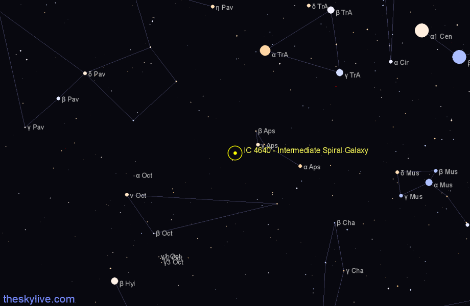Finder chart IC 4640 - Intermediate Spiral Galaxy in Apus star