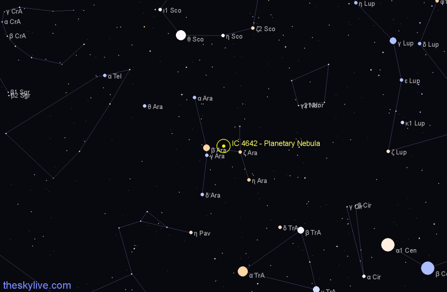 Finder chart IC 4642 - Planetary Nebula in Ara star