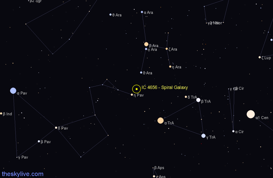 Finder chart IC 4656 - Spiral Galaxy in Ara star