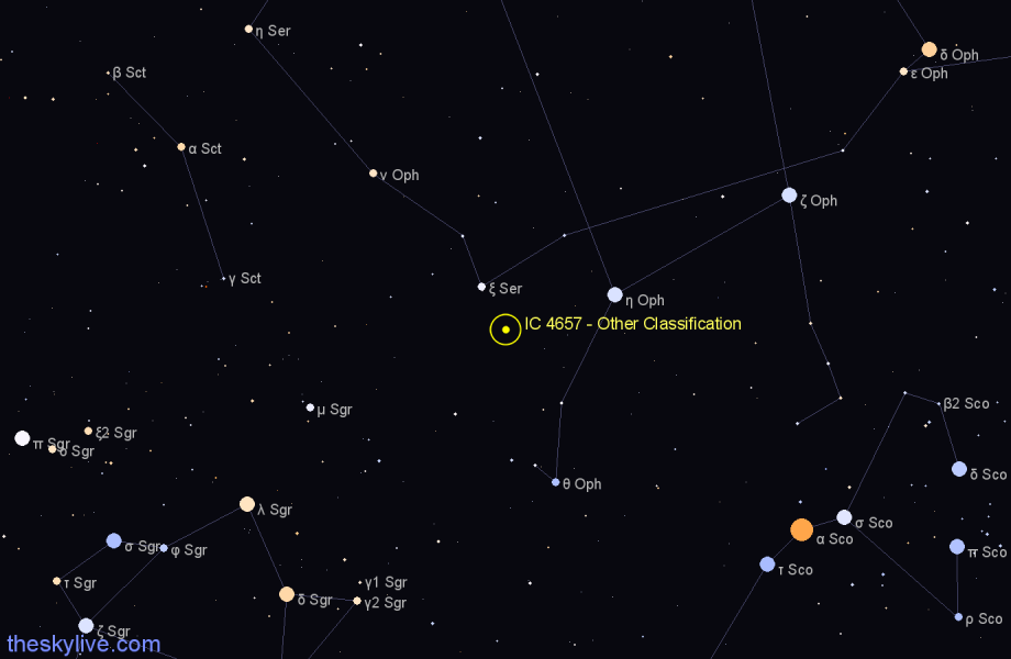 Finder chart IC 4657 - Other Classification in Ophiuchus star