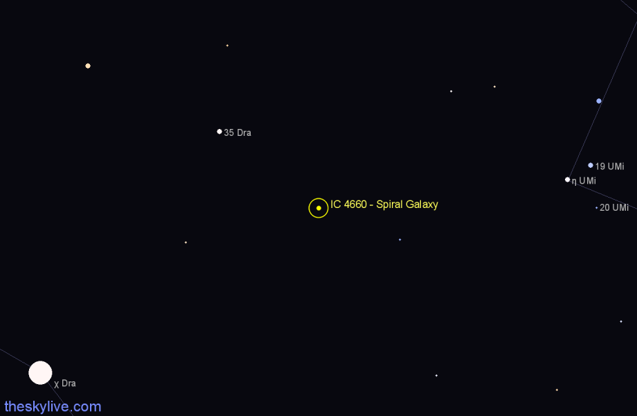 Finder chart IC 4660 - Spiral Galaxy in Ursa Minor star