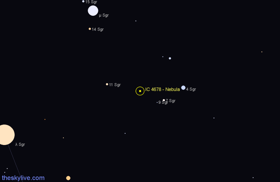 Finder chart IC 4678 - Nebula in Sagittarius star